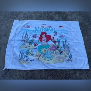 Vintage 90s Disney The Little Mermaid Pillowcase Double Sided Ariel & Flounder